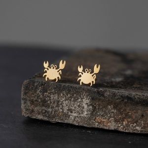 Gold Crab Stud Earrings